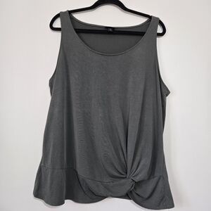 Torrid Knot Front Tank Top Sleeveless Olive Green 2X